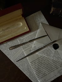 Image 4 of Magnifique porte-plume et ouvre-lettre plaqué argent, XIXÈME siècle