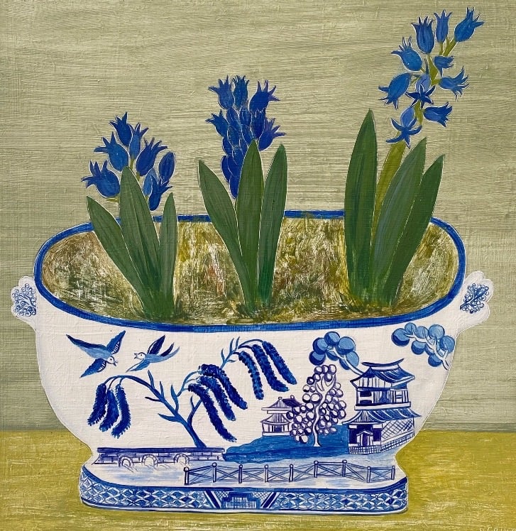 Image of Willow pattern tureen and Hyacinths Giclee print 