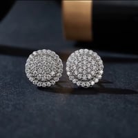 Image 1 of Round Brilliant Iced Out 925S & VVS Moissanite Diamond Stud Earring