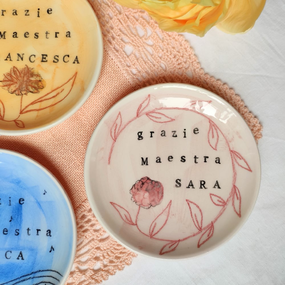 PIATTINO PERSONALIZZATO MAESTRA - NOME + FIORE