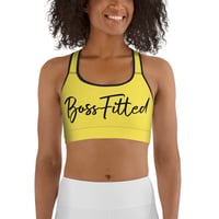 Image 1 of BOSSFITTED Solid Yellow and Black Sports Bra