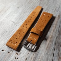 Image 1 of Vintage Style Camel Suede Racing Strap