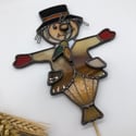Stained Glass Scarecrow Plant Stake 