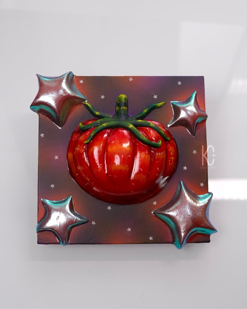 Image of 🍅 GALACTIC TOMATO ✧ Original 3D Mixed Media Painting