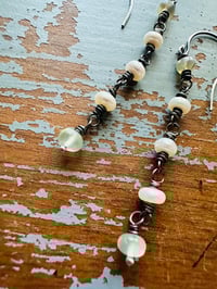 Image 4 of prehnite opal and button pearl earrings