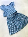 Ready Mae Blue Polkas Cropped T Top/Laura Skirt Set with Free Postage 