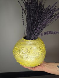 Image 4 of Yellow Crackle Vase #1