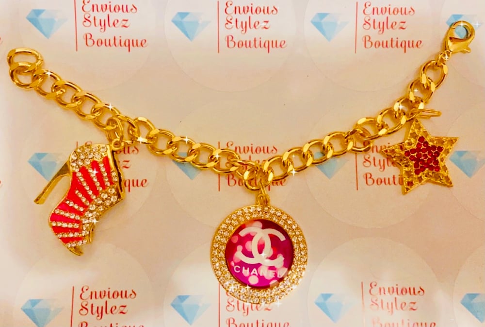 Image of Gold designer inspired charm bracelet 