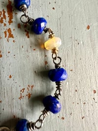 Image 3 of lapis and peridot charm bracelet