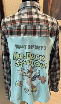 Vintage Green/Cream/Orange Flannel Shirt Donald and Daisy Duck