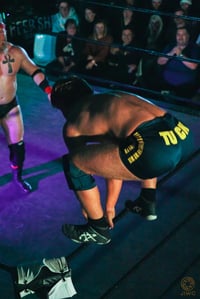 Image 1 of DEBUT RING WORN SHORTS & KNEEPADS - NAVY/YELLOW 