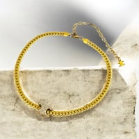 Image 2 of Metal Gold Plated Choker CC Pendant Necklace