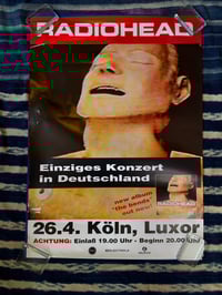 Image 1 of Original 1995 German Radiohead 'The Bends' tour poster.