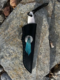 Image 1 of Damascus knife with bone handle