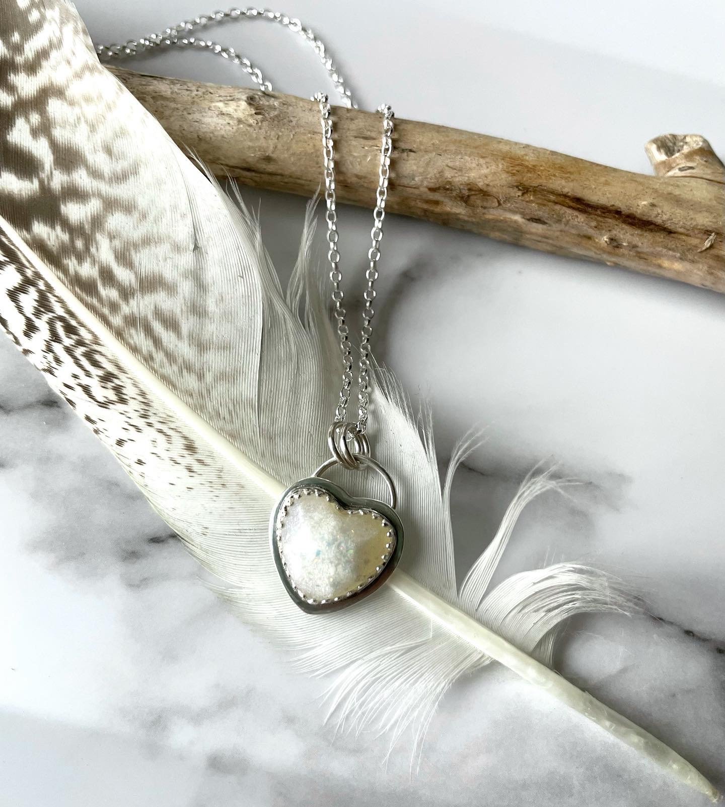 Image of Handmade Sterling Silver Breastmilk / Ashes Heart Shaped Pendant Necklace 925