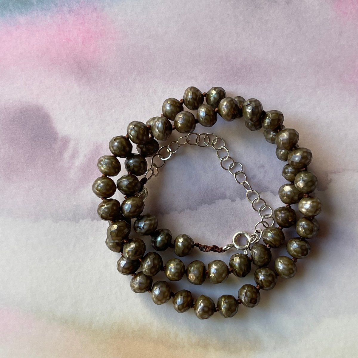 Image of faceted brown pearl necklace