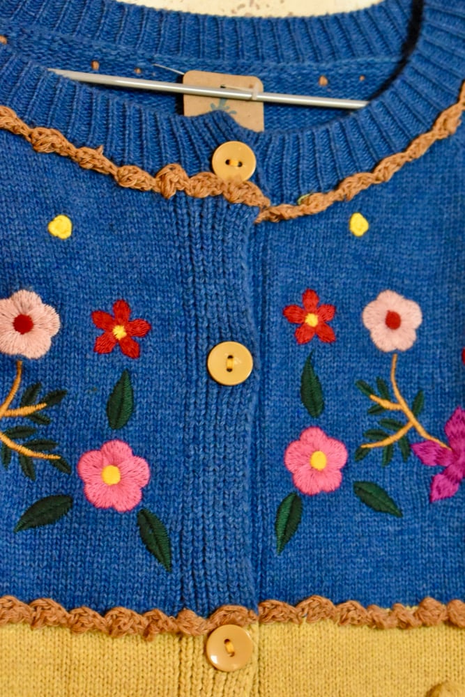 Image of Floral Embroidered Knitted Cardigan