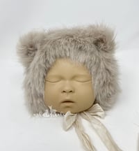 Image 1 of Furry Teddy bonnet Tan