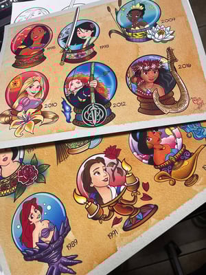 Image of Disney Princess Set A & B (4 sheets) 11x14 w/ Lines