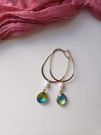 Yellow, Blue Quartz and Pearl Gemstone Earrings 