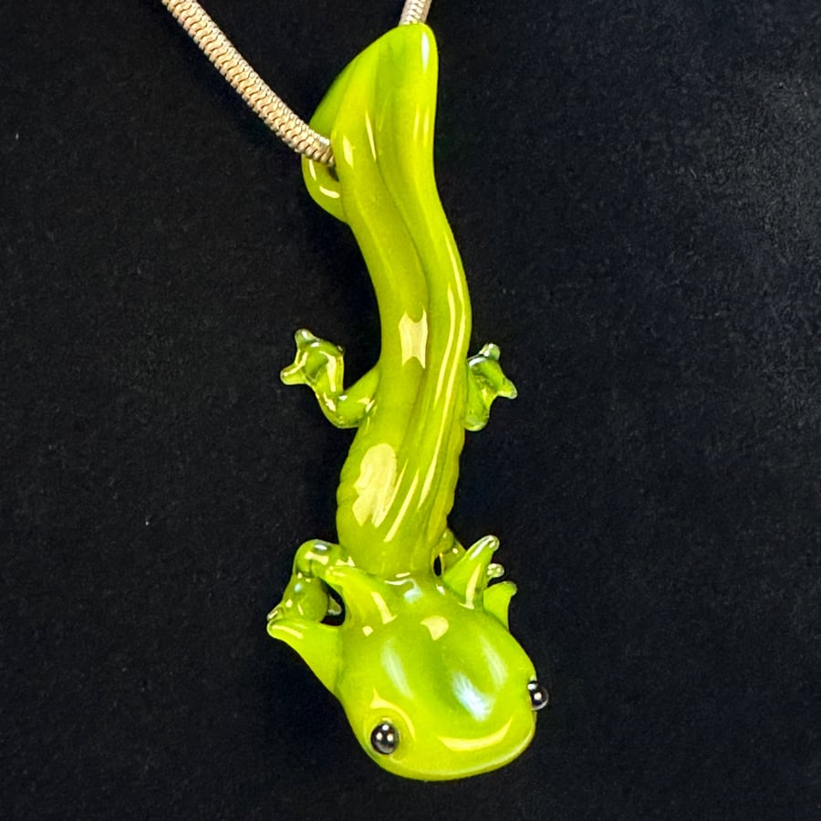 Image of Experimental Green Opal (Dense) Axolotl pendant 