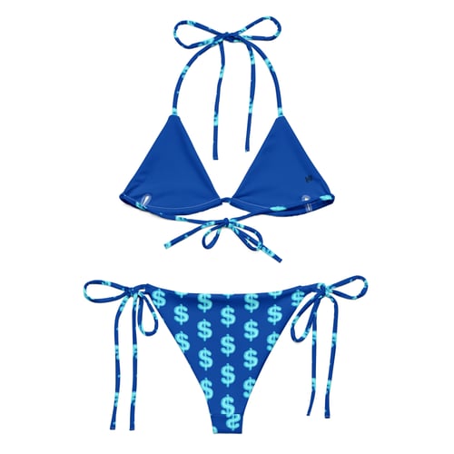 Image of DOLLAR SIGN LOGO STRING BIKINI (BLUE)