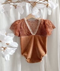 Image 3 of Baby girl bodysuit for sitter photoshoots | Felice | age 9-12 months | rusty orange
