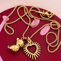 Image 3 of Cute Kitty Cat and Spiky Heart Gold Chain