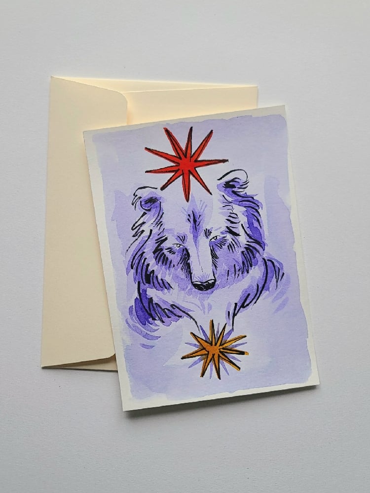 Image of Carte illustrée originale étoile ours aux étoiles