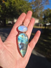 Image 1 of Electroformed extra large labradorite and moonstone necklace