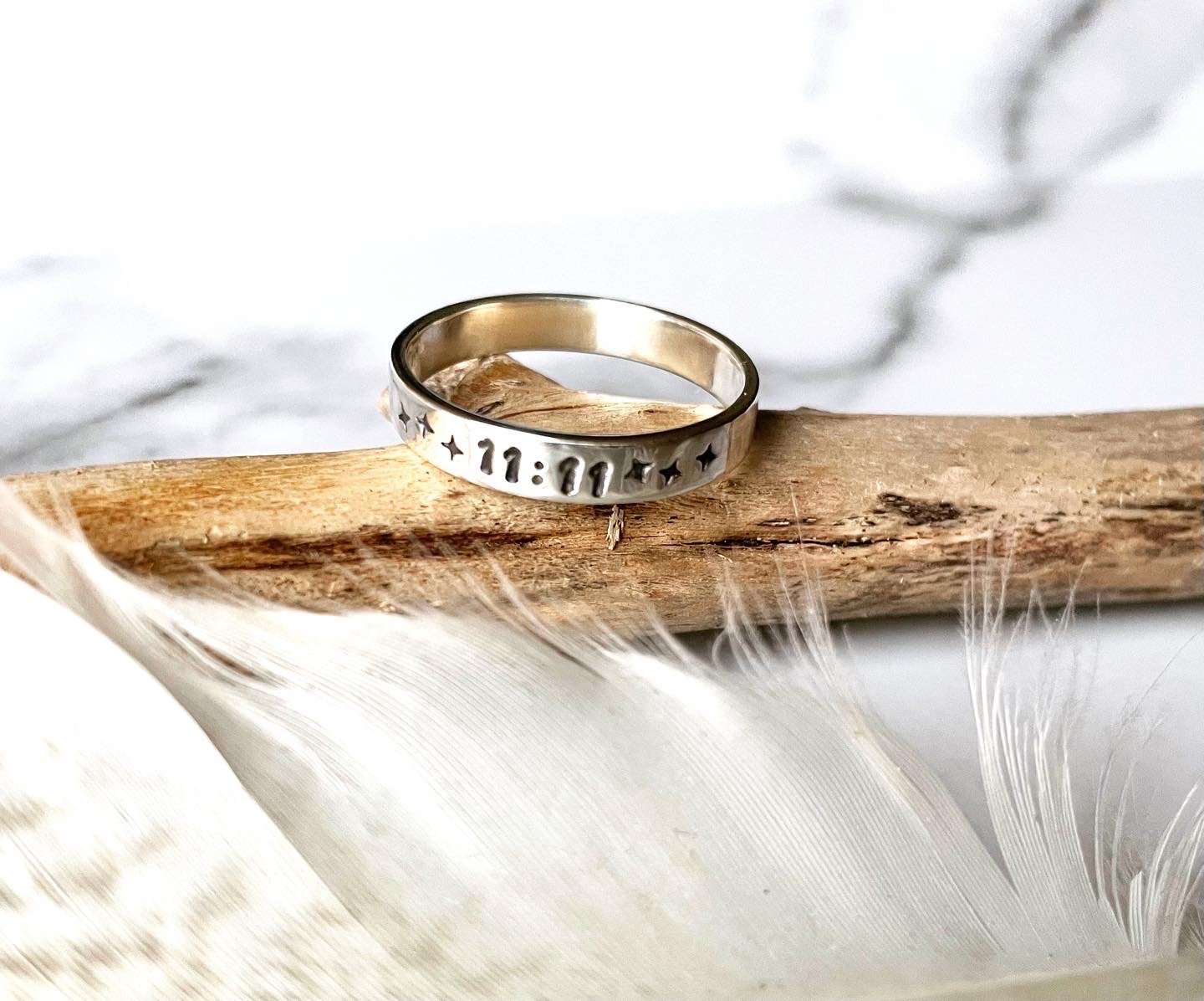 Image of Handmade Sterling Silver 11:11 Number Ring With Stars 925