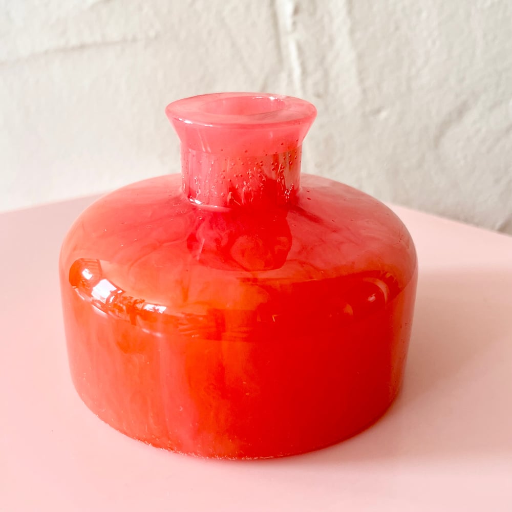 Image of Squat Vase - Deep Amber/Peachy Pink