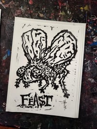Image 3 of Feast - lino print 5"x7"