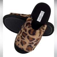 Image 2 of JESSICA SIMPSON leopard faux fur open toe slide slippers