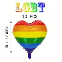 Image 4 of 10pcs, Rainbow Hearts LGBT Pride Day Decor - Colorful Party Balloons and Supplies for Celebrating Di