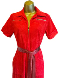 Image 3 of 70’s Red Corduroy Jumpsuit XS