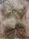 SEQUIN BROWN TULLE HAIR BOWS