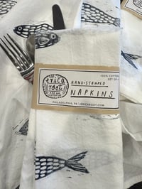 Image 1 of Fish Pattern Napkins  (SET OF 4) - Hand Stamped