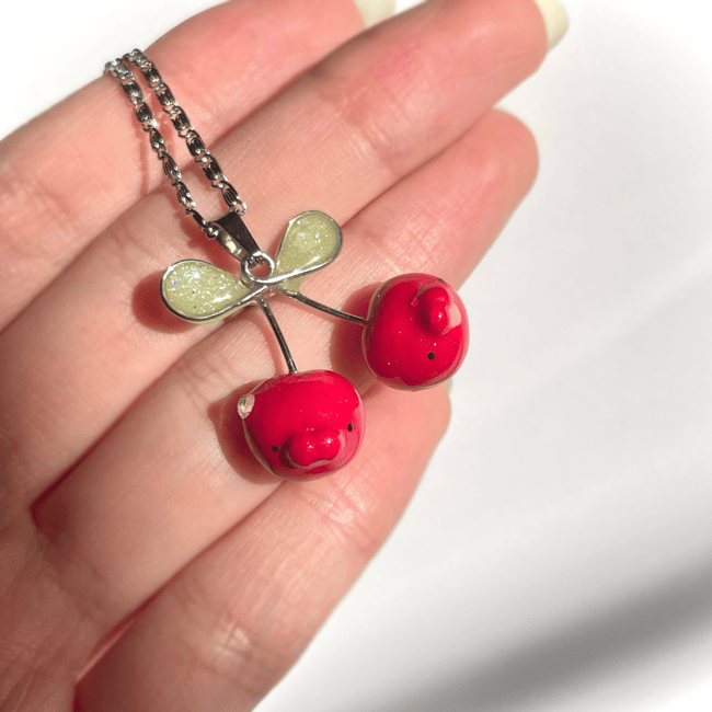 cherry twin necklaces