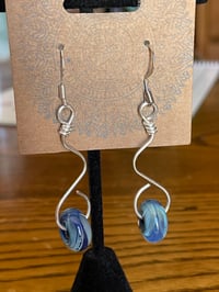 Image 2 of Wavy Blue Glass Earrings