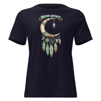 Image 2 of Moon Spirit Cowgirl Women’s Western Tee – Turquoise Feather Crescent Moon Boho Cowgirl Shirt