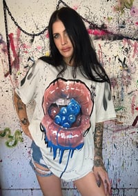 Image 3 of ‘BLUE GUMMY BEAR’ HAND PAINTED T-SHIRT LARGE