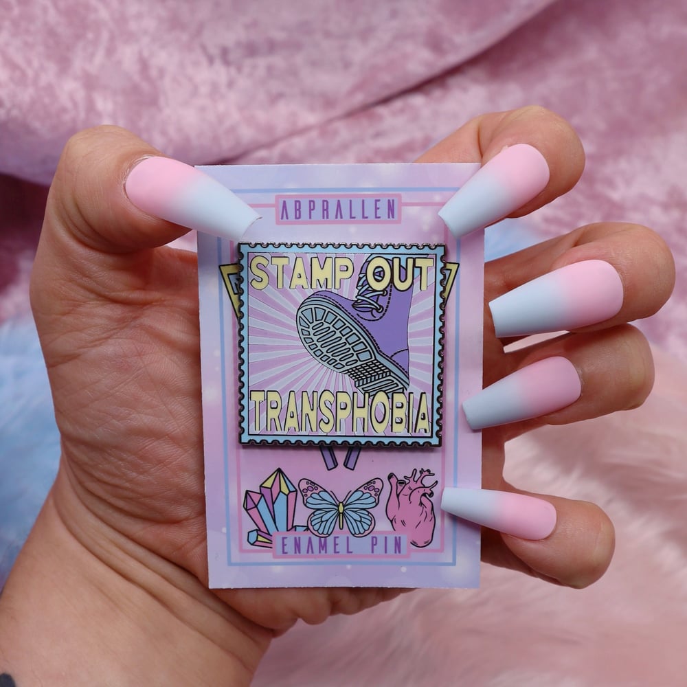 Image of Stamp Out Transphobia Enamel Pin