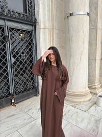 Image 1 of Beaded sleeve abaya Brown