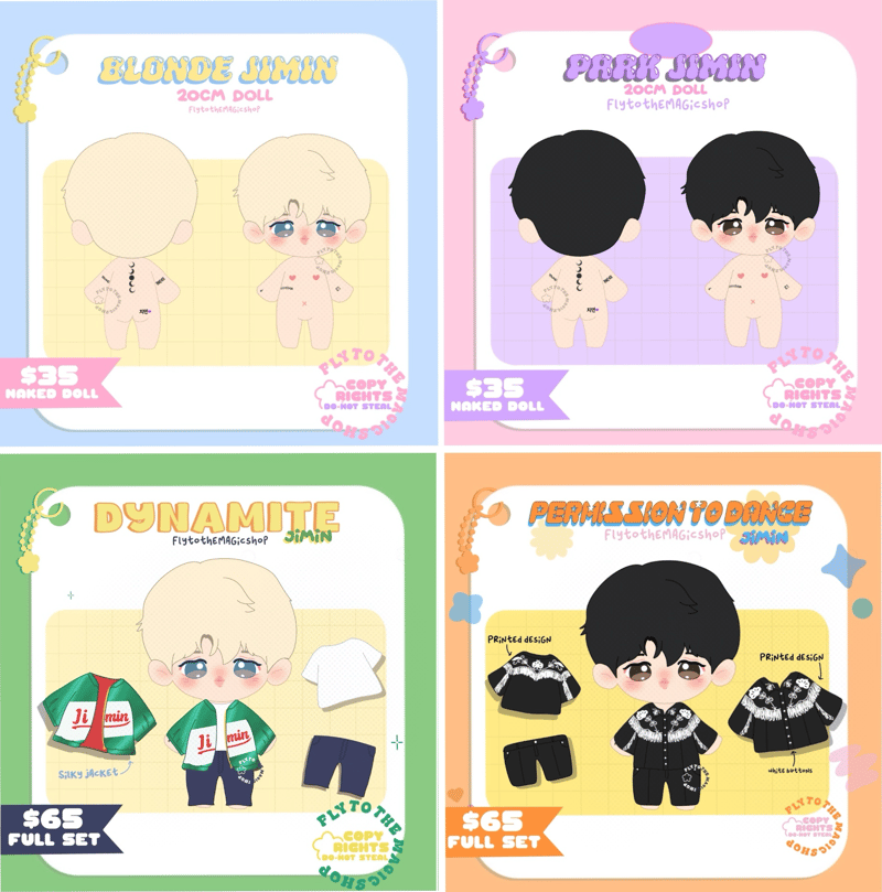 BTS Baby Mochi Jimin 20cm Doll Set Washi on sale Tape Mini slogan