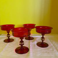 Image 2 of Antique Venetian Rubino (Ruby) Champagne Coupes--set
