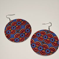 Image 2 of Bohemian wood drop  blue earrings 