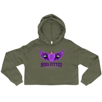 Image 3 of BOSSFITTED Purple Logo Crop Hoodie