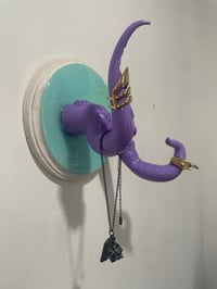 Image 5 of Double lilac tentacles on teal and white base jewelry holder