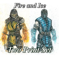 Image 1 of Fire and Ice 2-Print Set Mortal Kombat 11x14 Signed Print